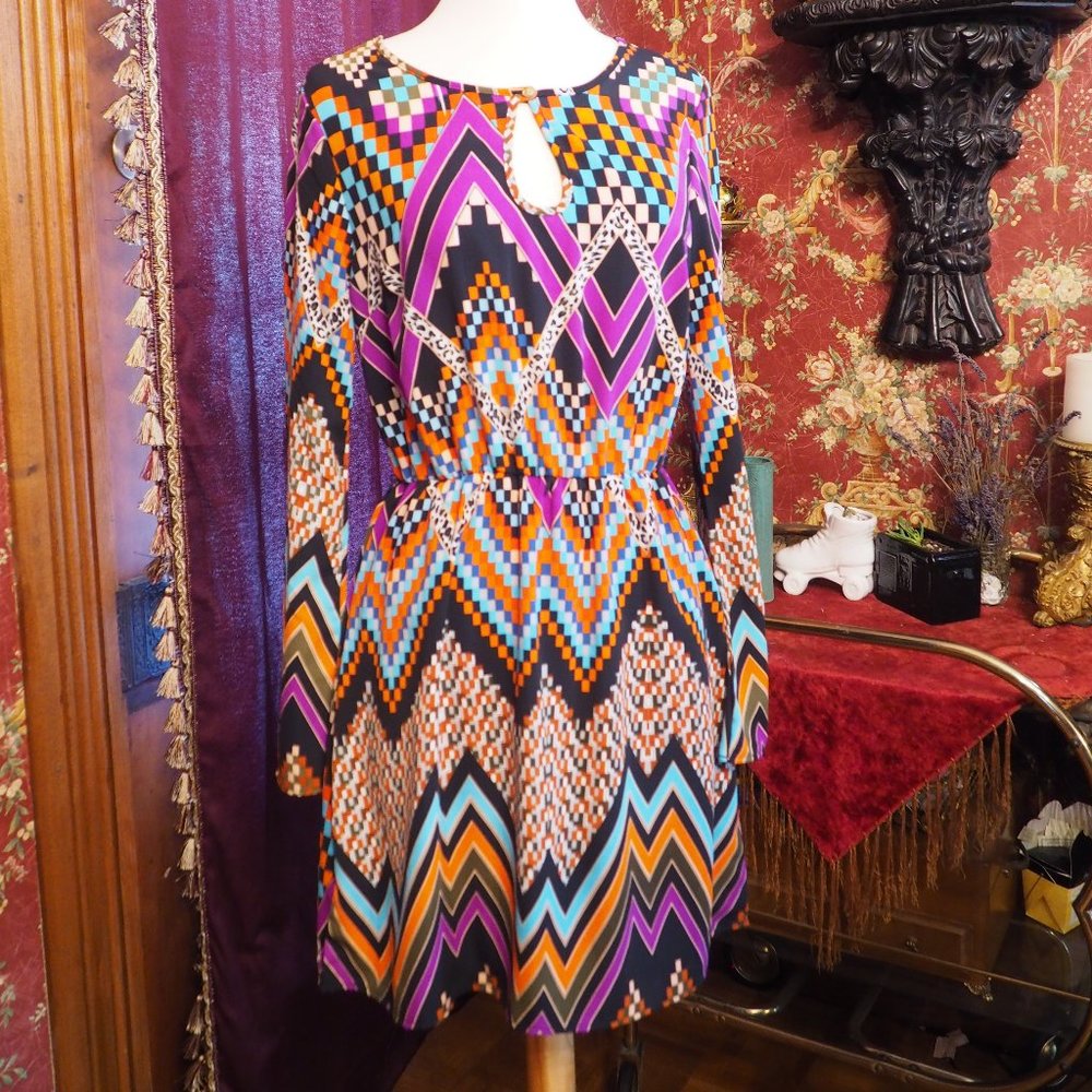 Psychedelic Multicolor Pattern Dress